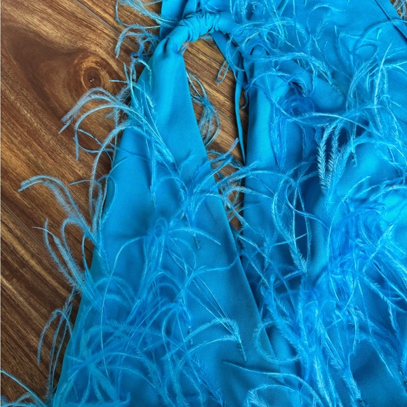 Cult Gaia Eliana Dress Lake Blue Feather Embellished Size XS - Picture 6 of 13